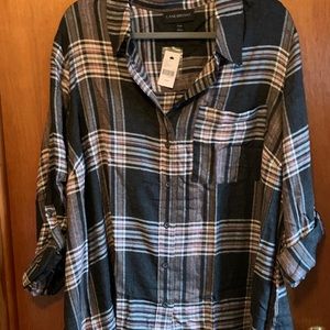 NWT Lane Bryant Plaid Flannel Boyfriend Shirt